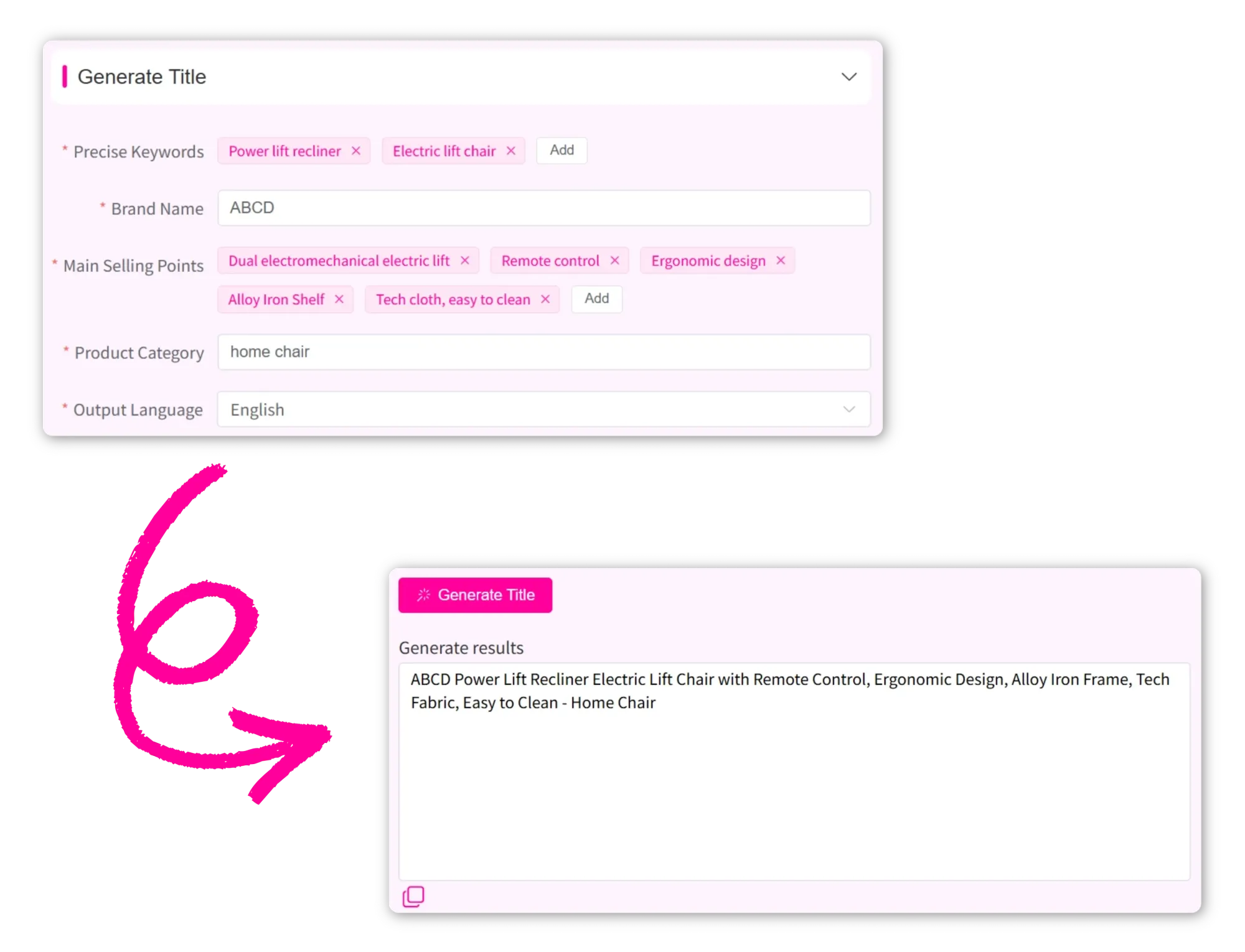 High-quality AI-generated product titles